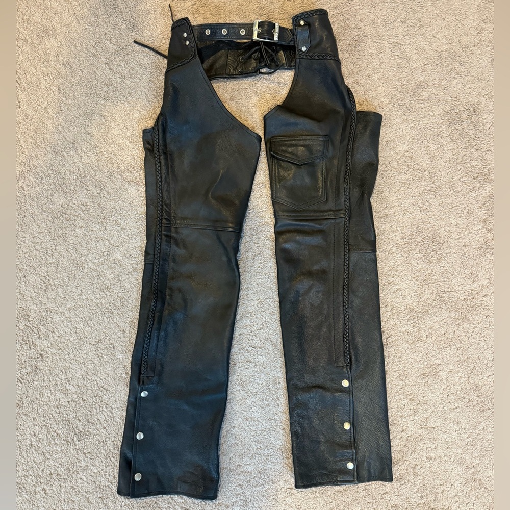 Pro Rider Black Leather Chaps